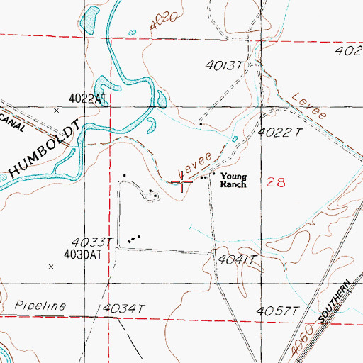 Topographic Map of Young Ranch, NV