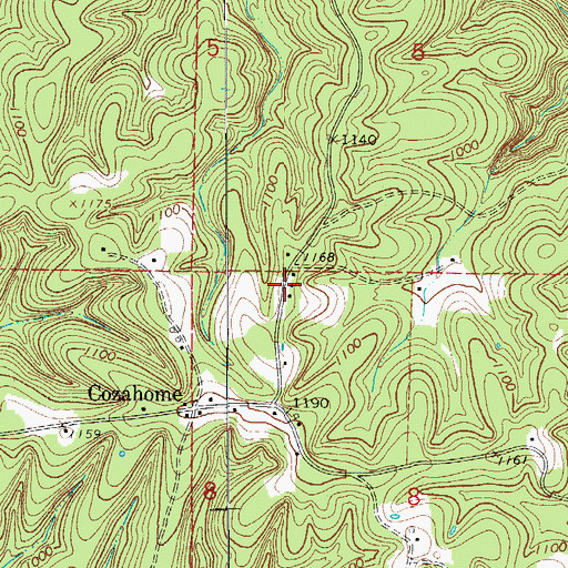 Topographic Map of Cozahome Post Office, AR