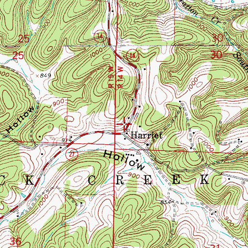 Topographic Map of Harriet Post Office, AR