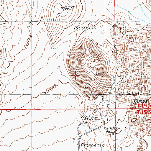 Topographic Map of Lathrop Wells Cone, NV