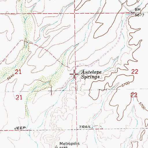 Topographic Map of Antelope Springs, NV