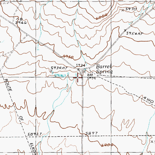 Topographic Map of Barrel Spring, NV