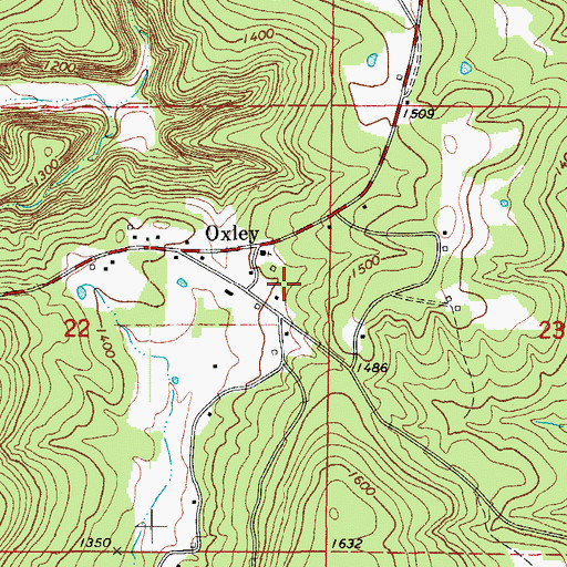 Topographic Map of Oxley Post Office (historical), AR