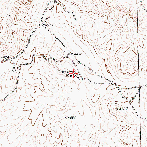 Topographic Map of Cherokee Mine, NV