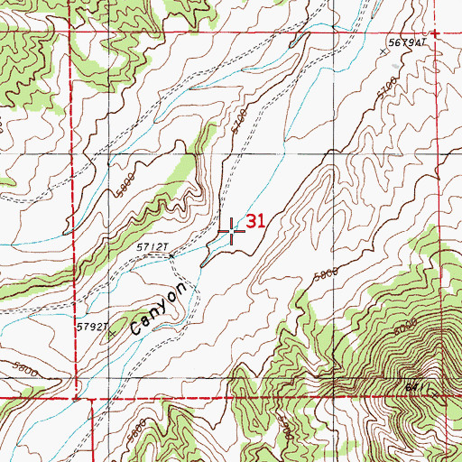 Topographic Map of Crane Springs Canyon, NV