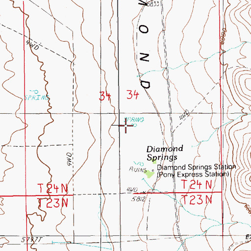 Topographic Map of Diamond Springs, NV