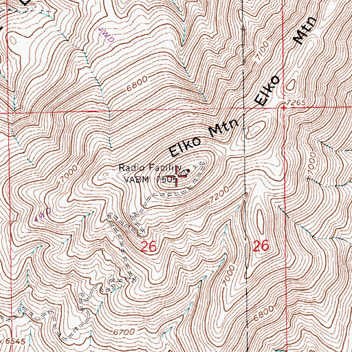 Topographic Map of Elko Mountain, NV