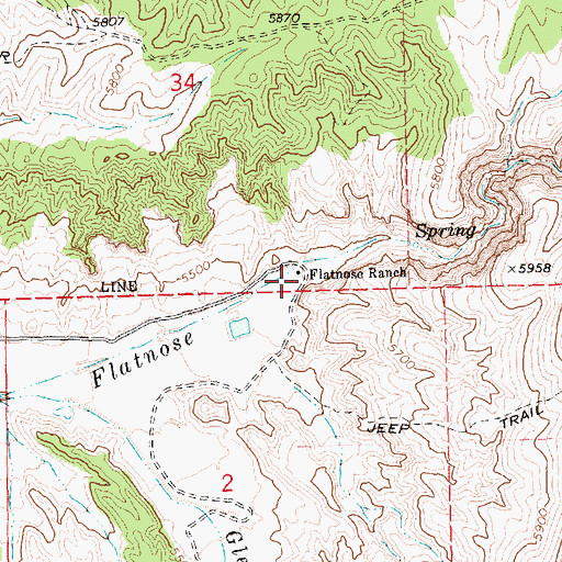 Topographic Map of Flatnose Ranch, NV