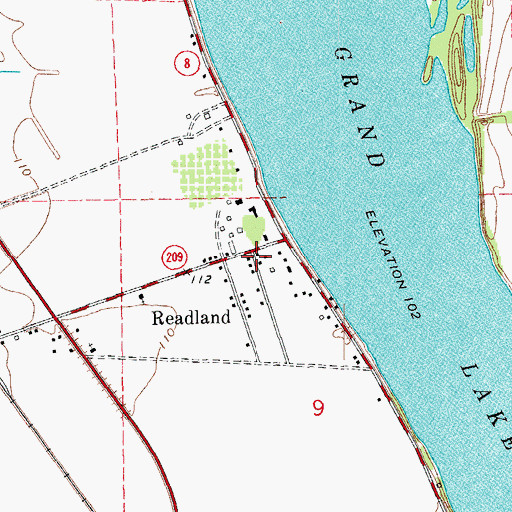 Topographic Map of Readland Post Office (historical), AR