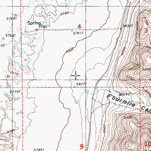 Topographic Map of Fourmile Canyon, NV