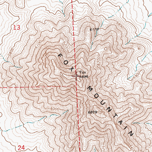 Topographic Map of Fox Mountain, NV