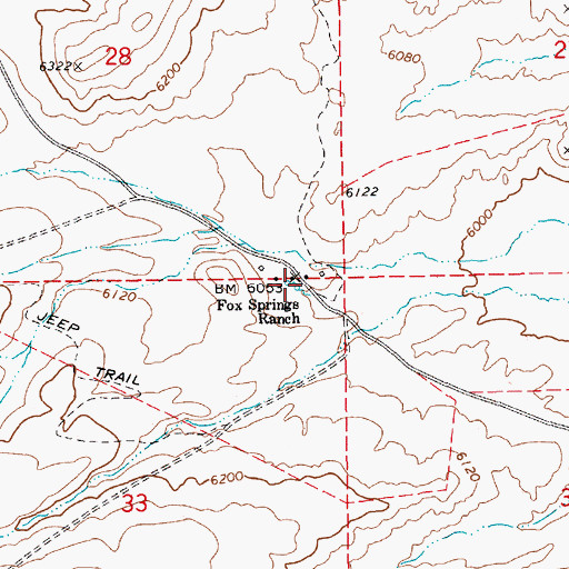 Topographic Map of Fox Springs Ranch, NV
