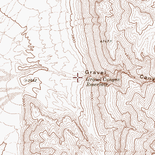 Topographic Map of Gravel Canyon Reservoir, NV