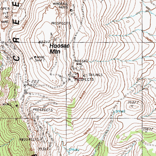 Topographic Map of Hoosac Mine, NV