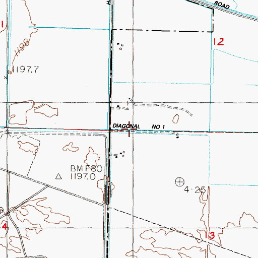 Topographic Map of Lower Diagonal Number 1 Drain, NV