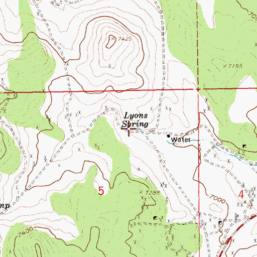 Topographic Map of Lyons Spring, NV