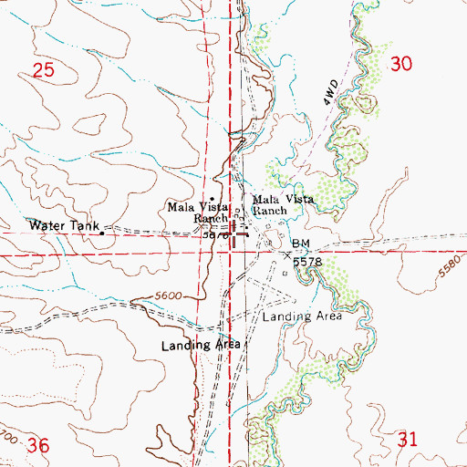 Topographic Map of Mala Vista Ranch, NV