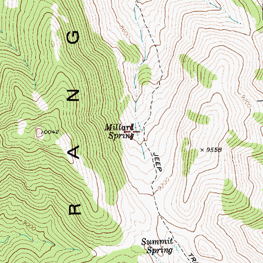 Topographic Map of Millard Spring, NV