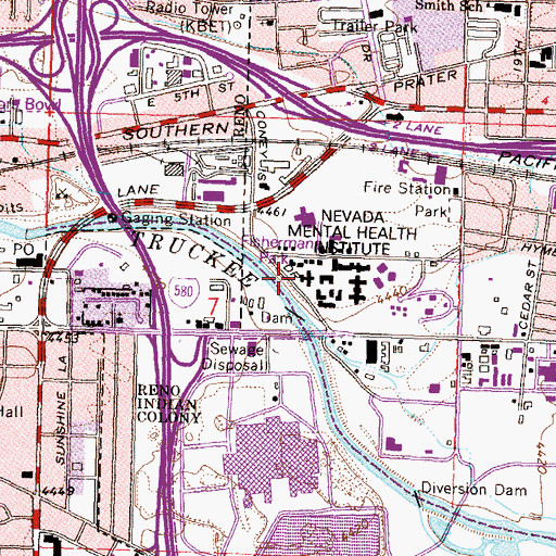 Topographic Map of Northern Nevada Adult Mental Health Institute, NV