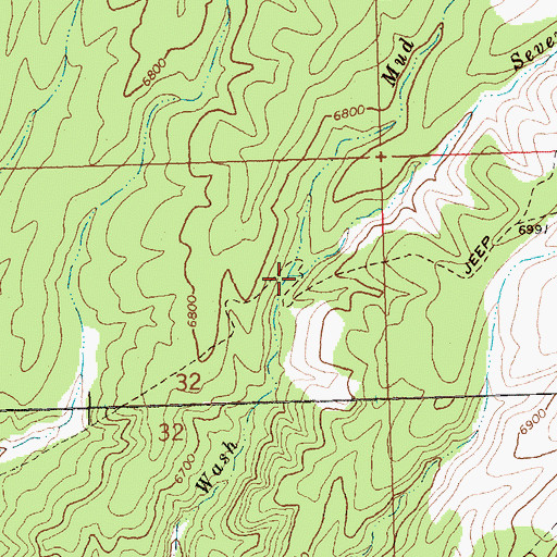 Topographic Map of Seven Troughs Wash, NV