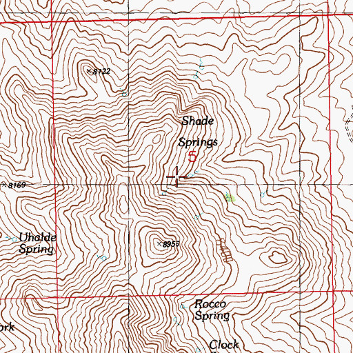Topographic Map of Shade Springs, NV