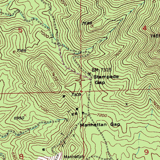 Topographic Map of Stampede Gap, NV