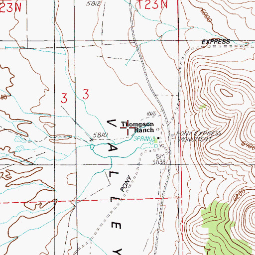 Topographic Map of Thompson Ranch, NV