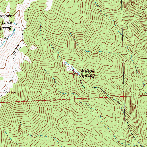 Topographic Map of Willow Spring, NV