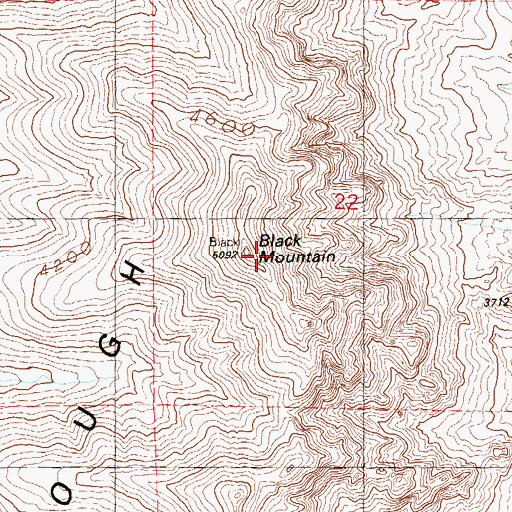 Topographic Map of Black Mountain, NV