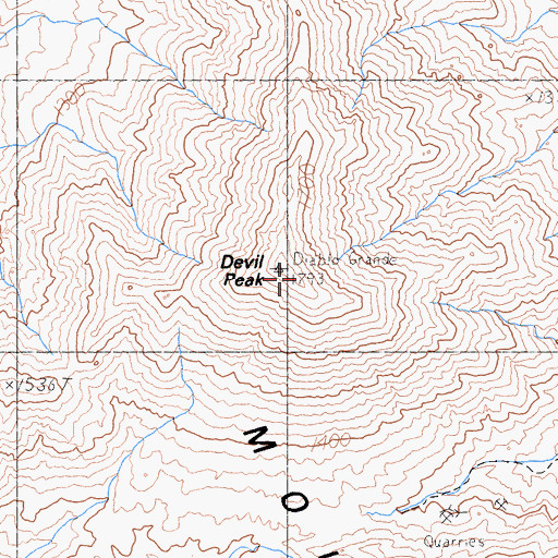Topographic Map of Devil Peak, NV
