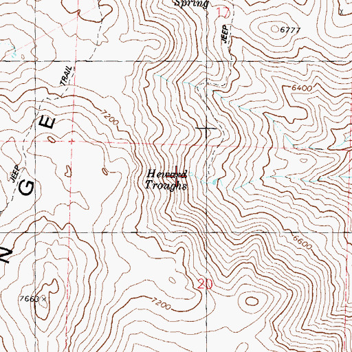 Topographic Map of Heward Troughs, NV