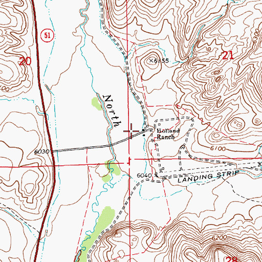 Topographic Map of Holland Ranch, NV