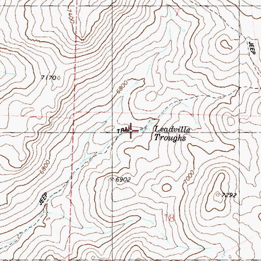 Topographic Map of Leadville Troughs, NV