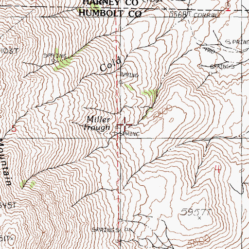 Topographic Map of Miller Trough, NV