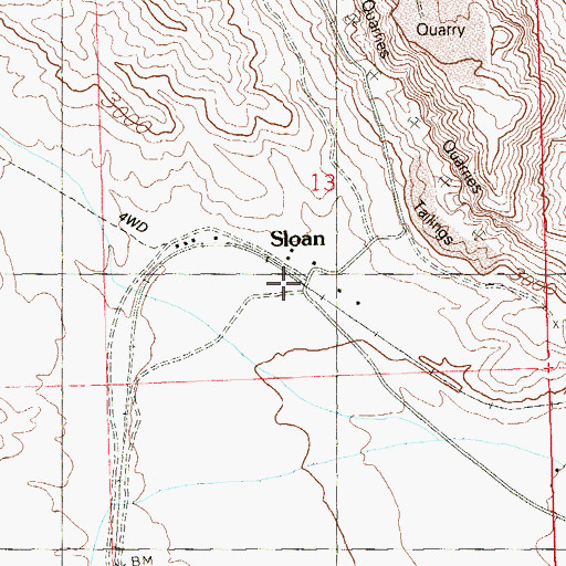 Topographic Map of Sloan, NV