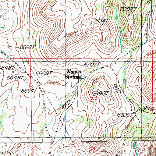 Topographic Map of Wagon Springs, NV