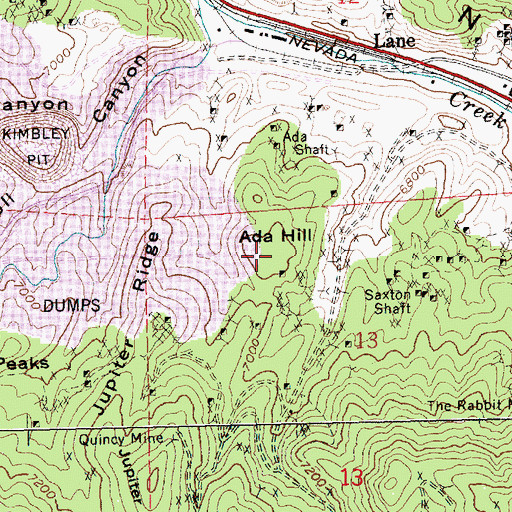 Topographic Map of Ada Hill, NV