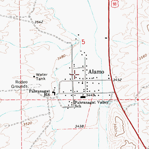 Topographic Map of Alamo, NV