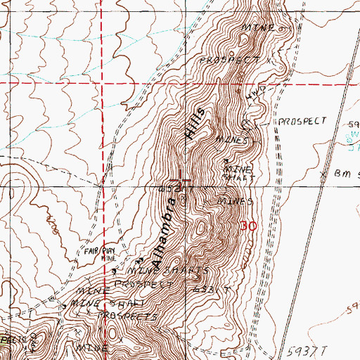 Topographic Map of Alhambra Hills, NV