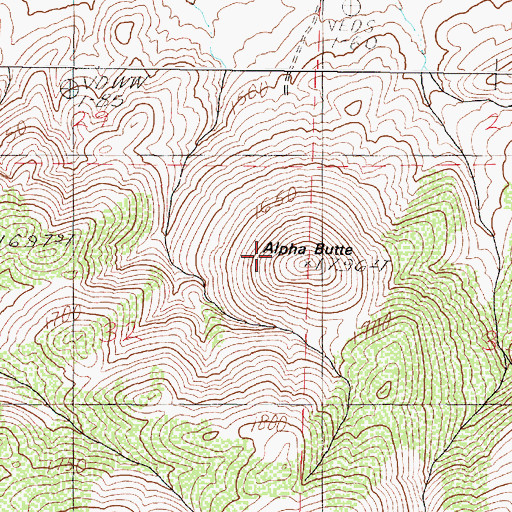Topographic Map of Alpha Butte, NV