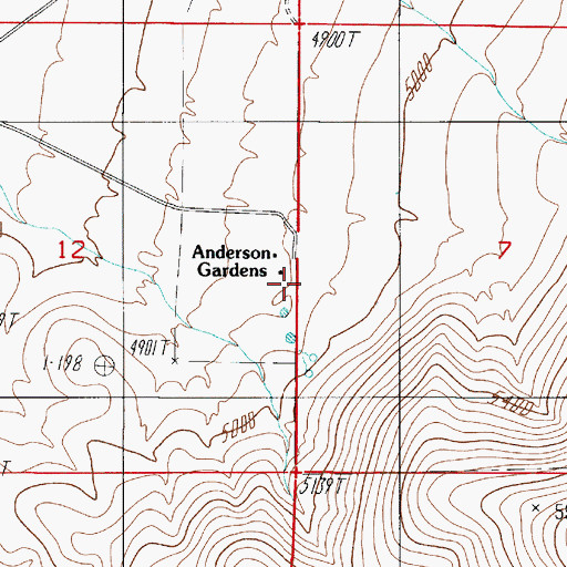 Topographic Map of Anderson Gardens, NV