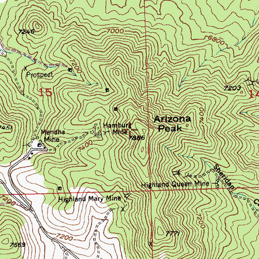 Topographic Map of Arizona Peak, NV