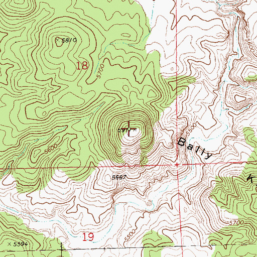 Topographic Map of Bally Knolls, NV