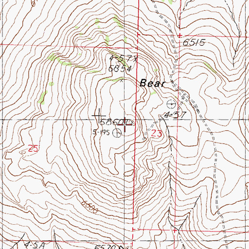 Topographic Map of Bear Buttes, NV