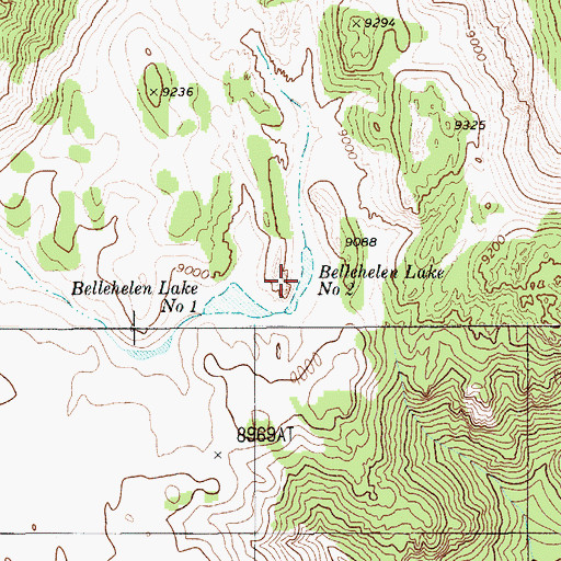 Topographic Map of Bellehelen Lake Number Two, NV