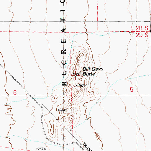 Topographic Map of Bill Gays Butte, NV