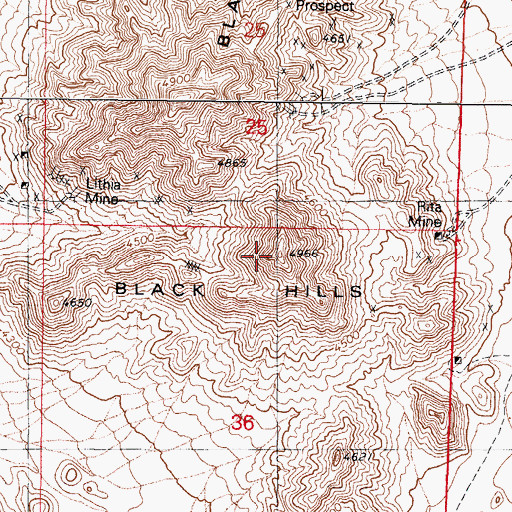 Topographic Map of Black Hills, NV