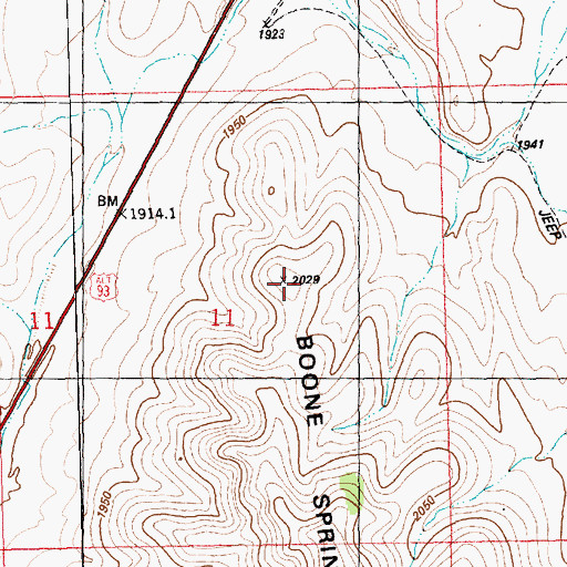 Topographic Map of Boone Spring Hills, NV