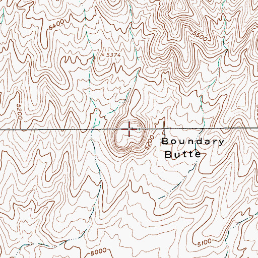 Topographic Map of Boundary Butte, NV