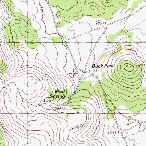 Topographic Map of Buck Pass, NV